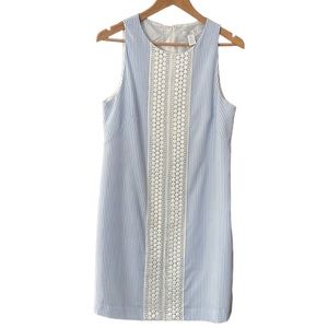 London Times Blue and White Striped Dress